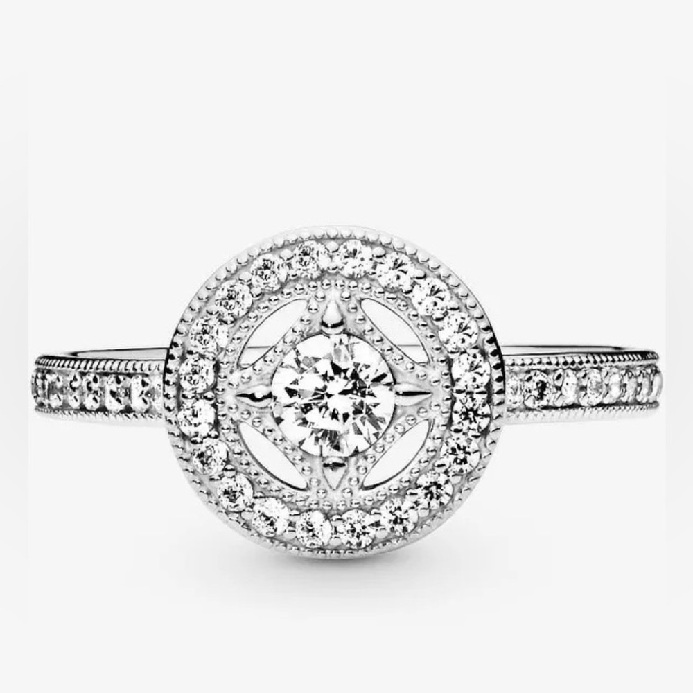 Pandora Retired Allure Ring Sterling CZ Halo 6.5 - Picture 2 of 8